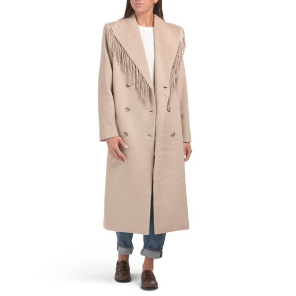 WAYF Camel Fringe Coat - Picture 1 of 2